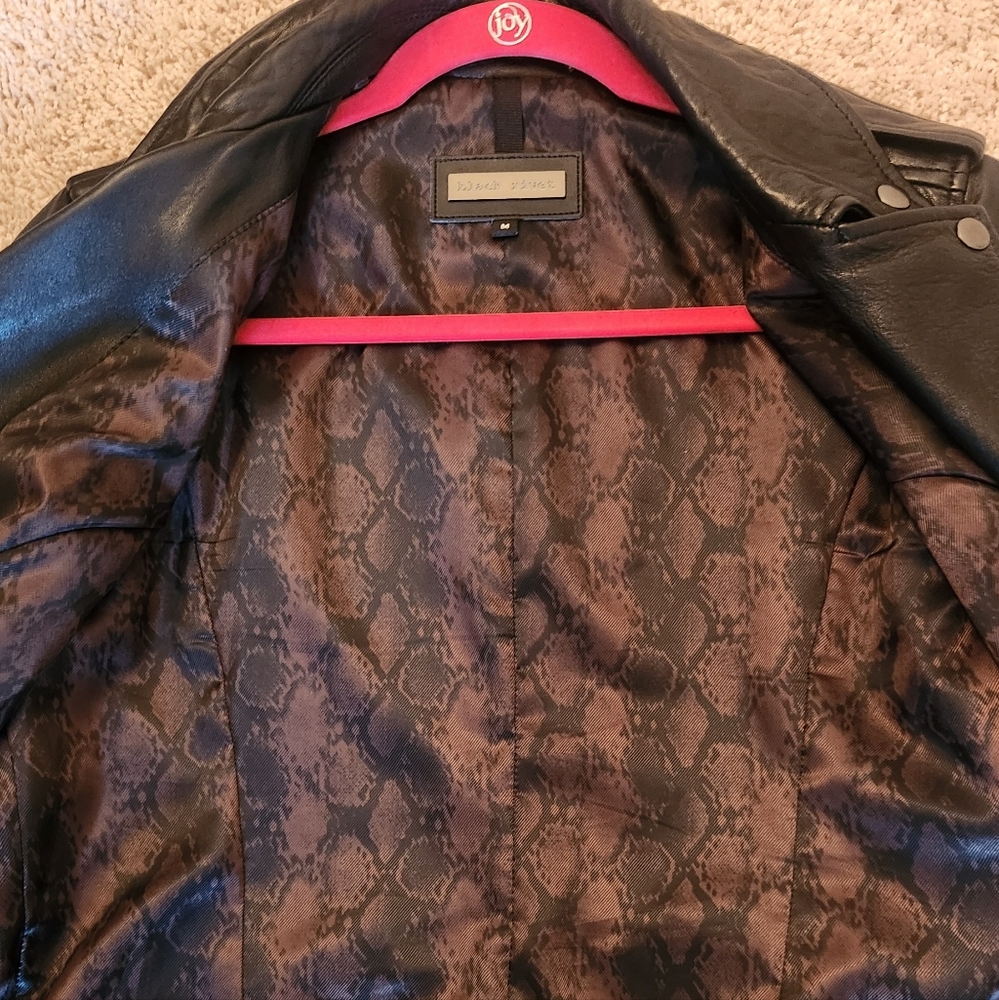 Black Rivet Leather Jacket Women's Black Moto Zip Up Biker Coat Size Medium - Picture 9 of 9